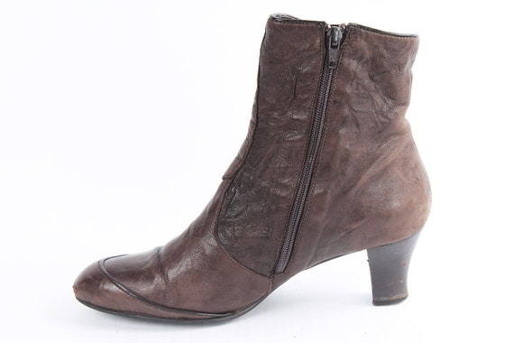 US8.5 Vintage Brown Leather Elegant Ankle Boots f… - image 8