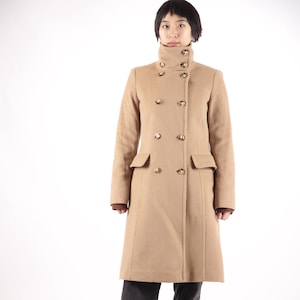 1970s Vintage Wool Beige Tan Warm Winter Autumn Coat Jacket for Women