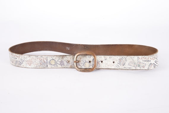 Vintage LEATHEROCK distressed ivory belt Women main image 4