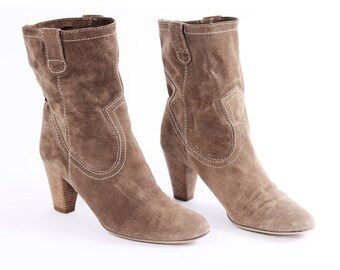 Vintage Brown Suede Western Cowgirl Boots - US 7.5 / EU 38