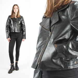 1990s Vintage Black Greaser Leather Perfecto Oversized Motorcycle Jacket Road Warrior Authentic Badass Zipper Sturdy for Women