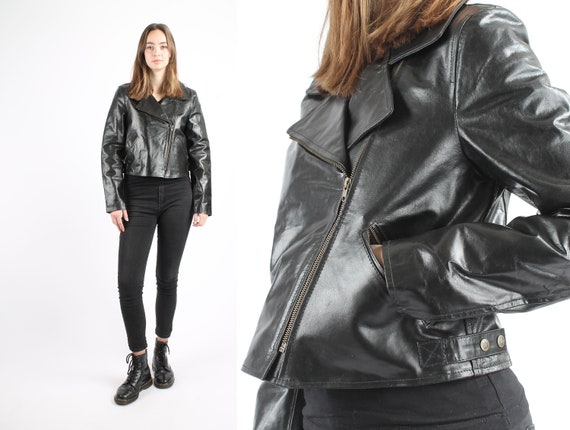 1990s Vintage Black Greaser Leather Perfecto Oversized Motorcycle Jacket Road Warrior Authentic Badass Zipper Sturdy for Women Etsy