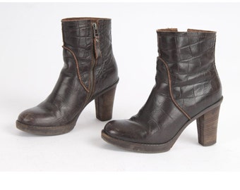 Botines vintage de piel marrón: botines de invierno (talla 6,5 EE. UU., 37 UE)