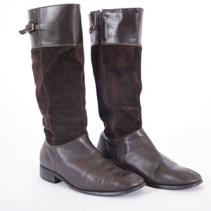 US8 Vintage Brown Ankle Boots Leather with Suede for Women size EU40 / UK7 / US9