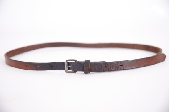 Vintage Brown Cognac Leather Belt Genuine Leather… - image 2