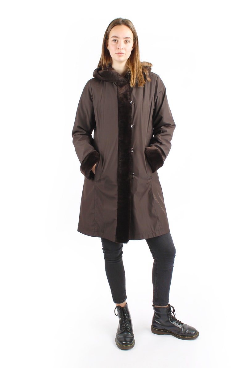 1980s Vintage Light Brown Hood Longcoat Greatcoat With Faux - Etsy