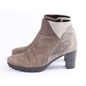 US9 Vintage Brown Leather Booties Heeled Boots for Women size EU 40 UK 7 US 9