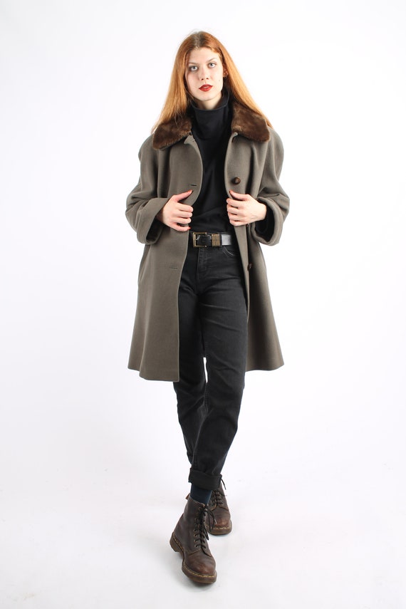 1970s Vintage Grey Wool Loden Greatcoat Overcoat … - image 3