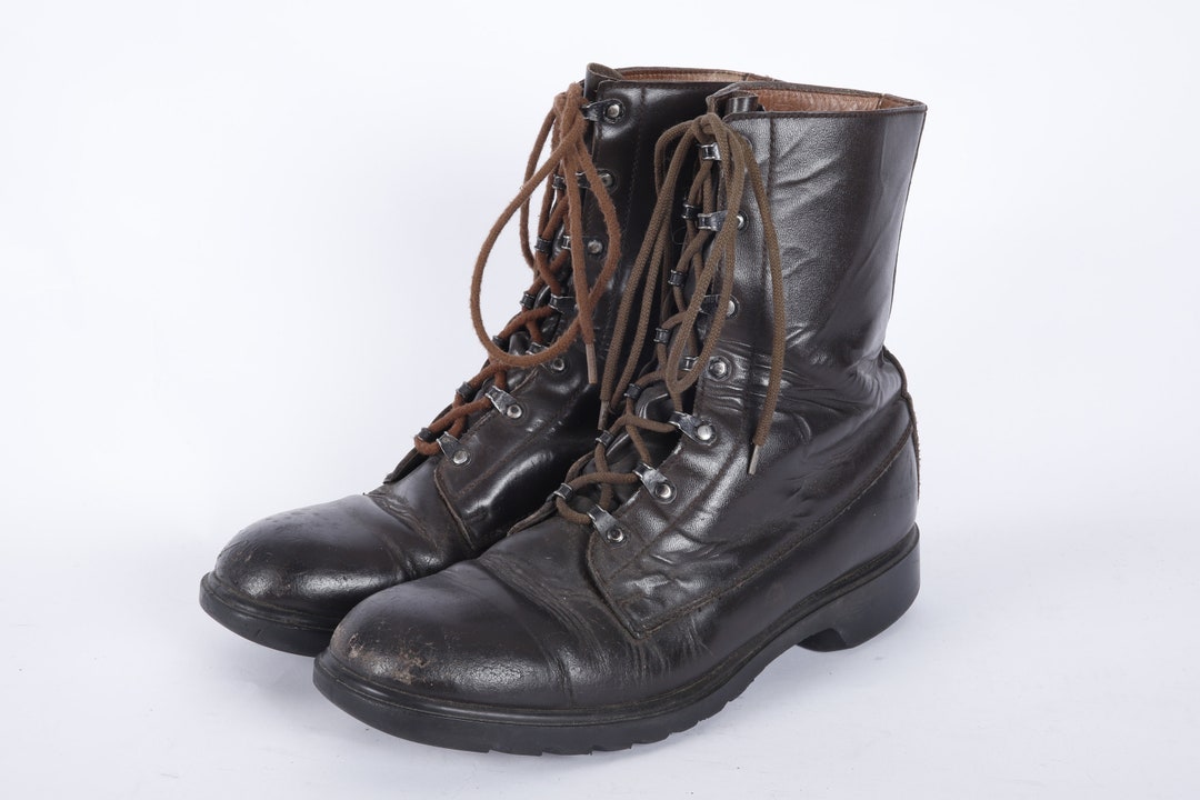 US10 Vintage Boots 1970 Army Paratrooper Soldier Boot Lace up Etsy