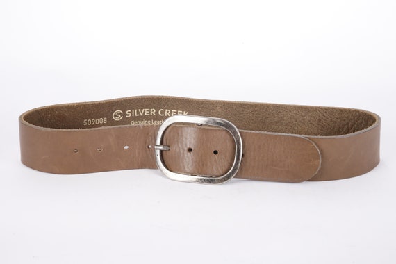 Vintage Brown Full Grain Leather Western Belt With Oval  display picture 3