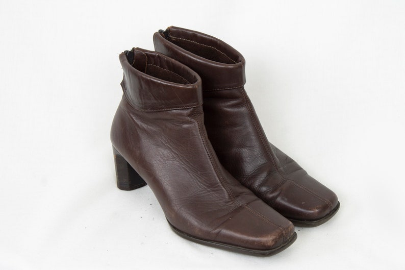 US7.5 Vintage Made in Italy Brown Leather Hippie Festival Boots for Women size EU38 UK5.5 US7.5