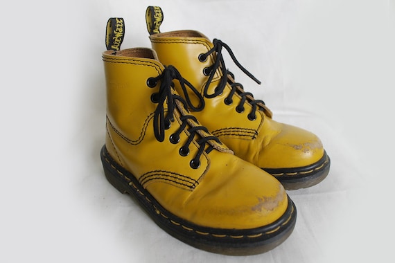 yellow doc martens womens