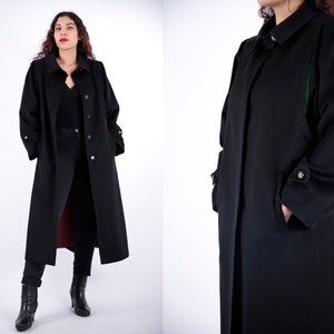 1970s Vintage Black Coat Wool Loden Austrian Greatcoat Overcoat Winter Autumn for Women