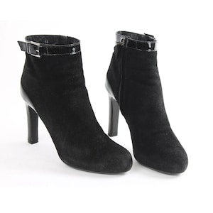 Vintage Tod&#39;s Suede Ankle Boots: Black Leather Heels, EU 36.5 / US 5.5