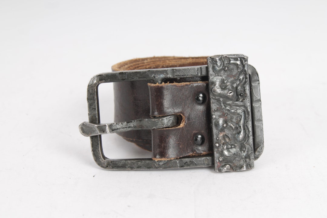 ベルト [MATINKIM]vintage crack leather belt in dark brown textured-dark-brown-leather-