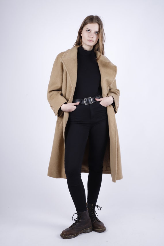 ジャケット・アウター 80s EURO VINTAGE virgin wool long coat 80s Black Wool Coat S / Vintage Wool Coat / 80s Fashion / Vintage