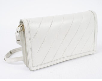 Bolso bandolera vintage de piel blanca de los años 80: bandolera pequeña