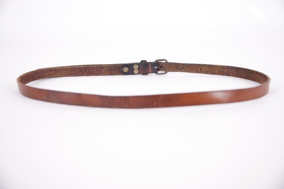 Vintage Brown Cognac Leather Belt Genuine Leather… - image 4