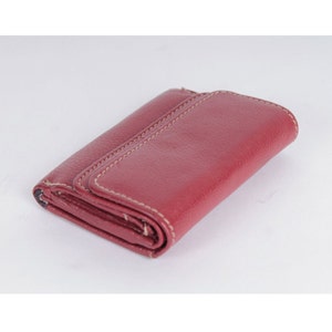 Carteira de couro vintage vermelho TIE RACK LONDON Crimson Retro Genuine Womens Acessórios Presente Ideia Fechamento Bifold
