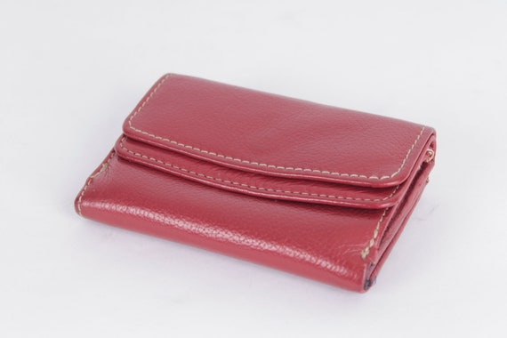 Vintage Leather Wallet Red TIE RACK LONDON Crimso… - image 2