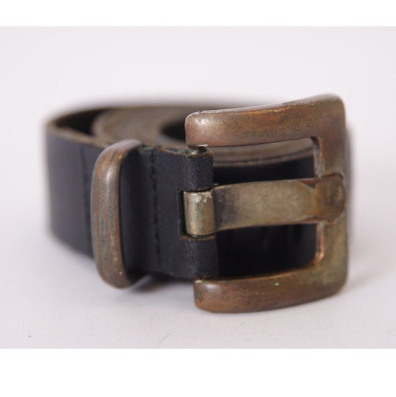 Vintage Black Leather Cowboy Belt Rockstar Sturdy Full  display picture 1