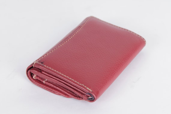Vintage Leather Wallet Red TIE RACK LONDON Crimso… - image 3