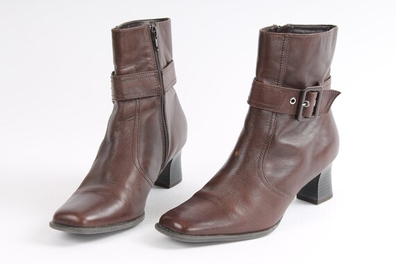 US6.5 Bruine Laarsjes Vintage Clarks Brede Neus Leren Laarzen - Etsy  Nederland