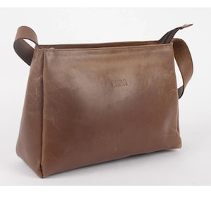 Vintage Cognac Genuine Leather Bag Sayla  Shoulder Bag Purse Bag 80s Leather Bag