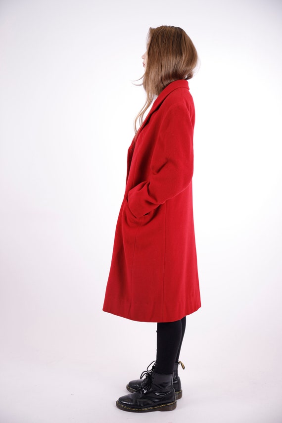 1970s Vintage Red Crimson Wool Autumn Overcoat Gr… - image 8