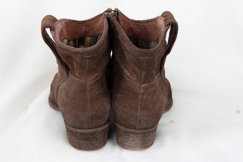 US7.5 Vintage 90s Brown Leather Elegant Ankle Boots for Women size EU38 UK5.5 US7.5