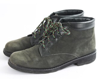 Vintage Christian Dietz Dark Green Leather Lace Up Ankle Boots EU36