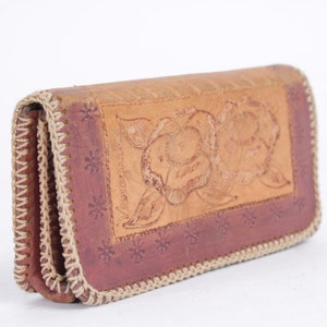 Cartera de cuero estilo bohemio vintage Cartera de cuero marrón Accesorios retro genuinos para mujer Idea de regalo