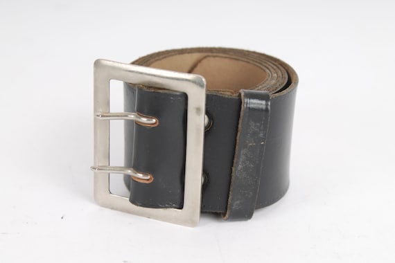 Vintage Black Leather Waist Belt Dress Belt Steel Buckle - Etsy display picture 2