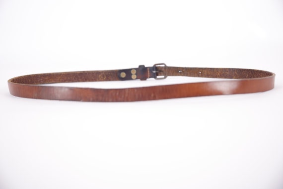 Vintage Brown Cognac Leather Belt Genuine Leather… - image 5