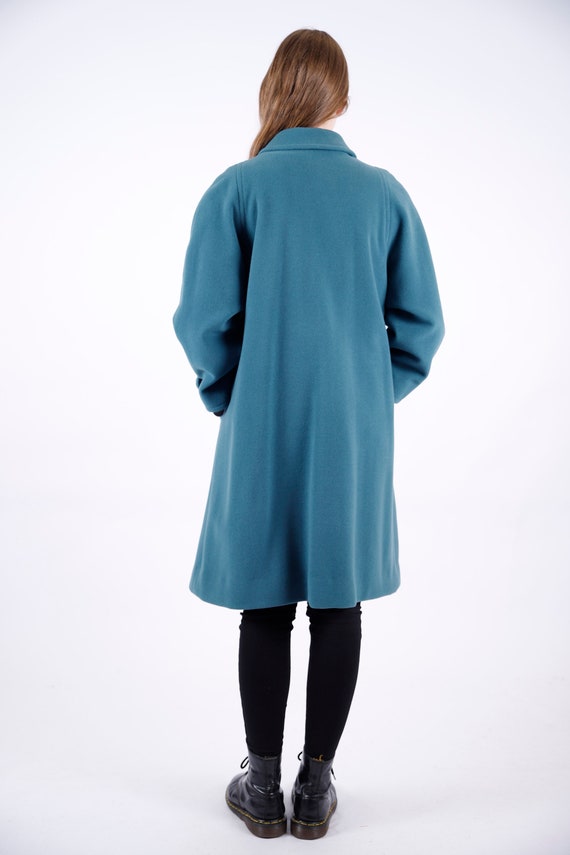 1970s Vintage Blue Cyan Turquoise Coat Loden Wool… - image 9