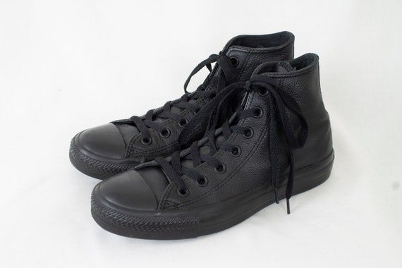 Black Leather Sturdy Converse Sneakers 