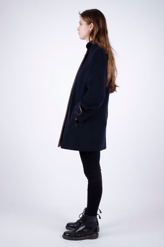 1970s Vintage Dark Blue Wool Cashmere Greatcoat O… - image 8
