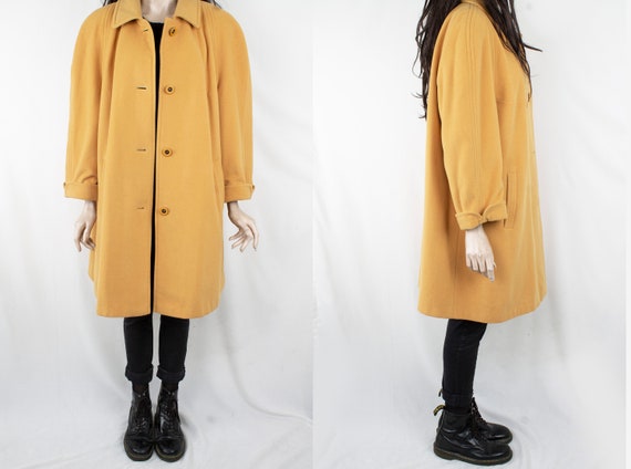 1970s Vintage Citrine Wool Yellow Winter Coat Grea