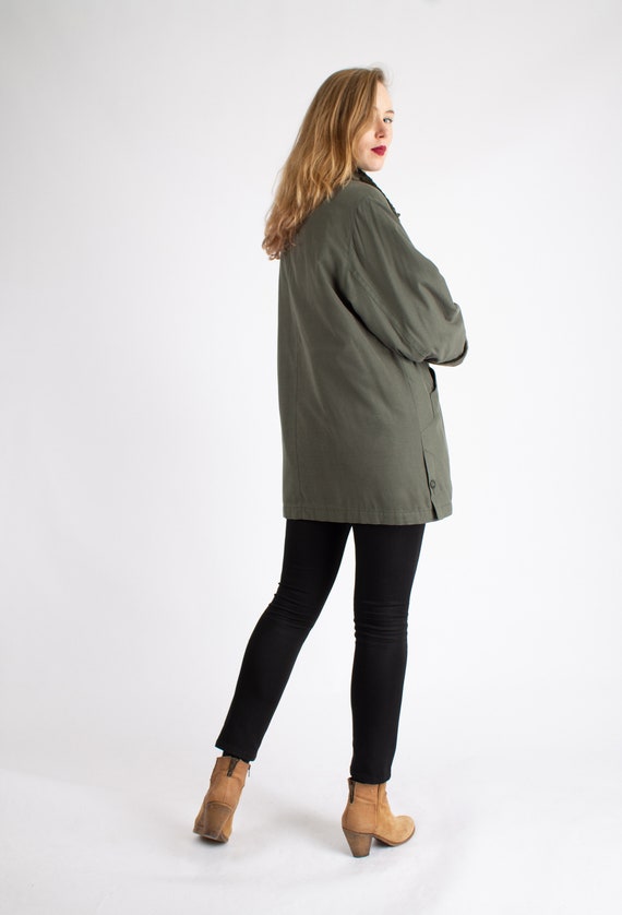 1970s Vintage Olive Green Longcoat Coat Trench To… - image 3
