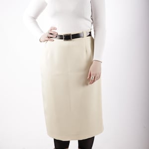 80s Vintage Light Beige Cream Formal Skirt