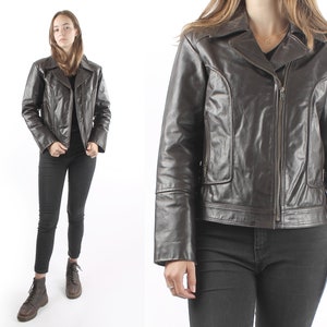 1950s Vintage Brown Leather Motorcycle Jacket - Women&#39;s Size L