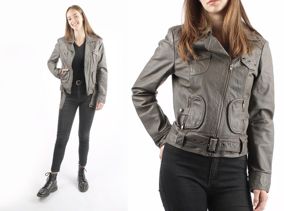 1980s Grey Moda Leather Perfecto Jacket Warrior - Etsy Israel