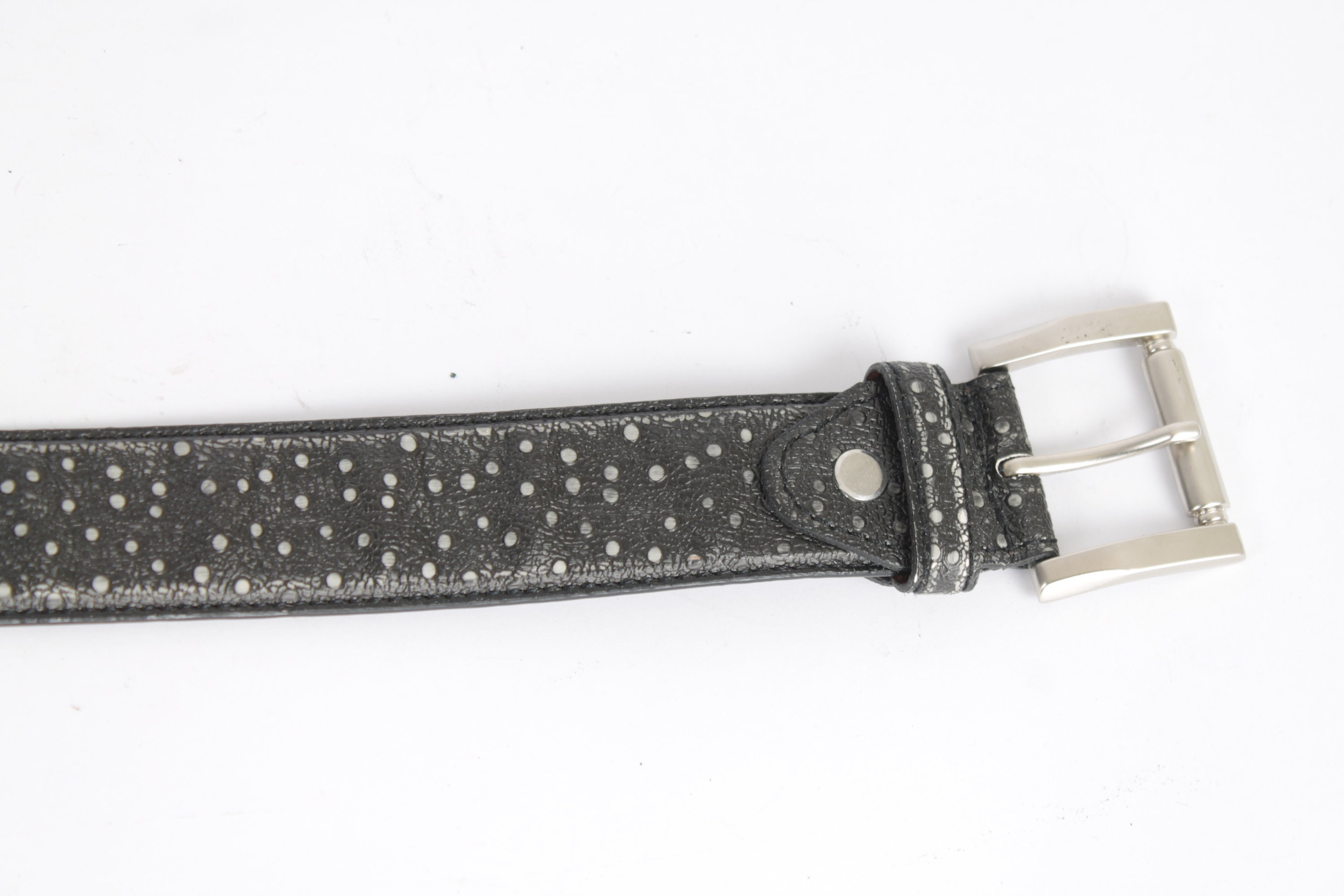 VintagwBlack Studded Leather Western Belt Silver Statement Buckle Rocker Cowboy Ridge Mountain Women Grommet & Star Belt – Western Style  main image 3