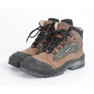 US7 Vintage Brown Mountaineering Work Steel Nose Hiking Boots Climbing Trekking Boots Wild Trail Mens EU40 / US7 / UK6.5