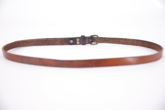 Vintage Brown Cognac Leather Belt Genuine Leather… - image 3