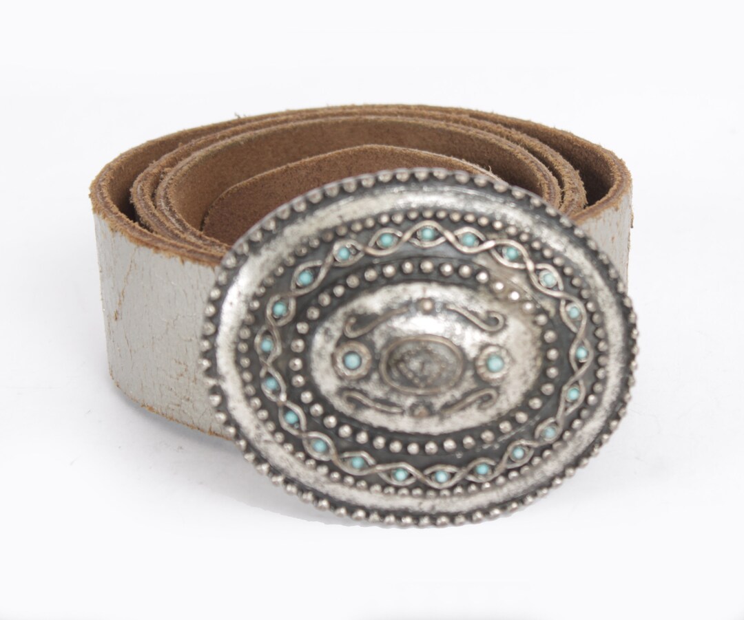 Ceinture western vintage en cuir véritable pour homme
