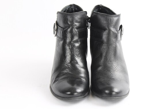 US8.5 Vintage Ankle Boots Black Buckle 