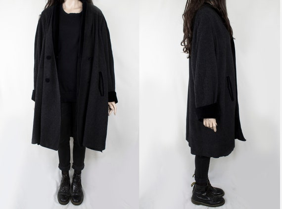 1970s Vintage Amici Black Grey Thick Loden Wool Gr