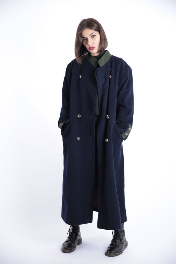 1970s Vintage Dark Marine Blue Olive Wool Loden W… - image 3