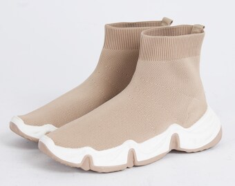 US8 Beige Urban Streetwear Sneakers Trainers Dames Maat UK7 EU41 US8